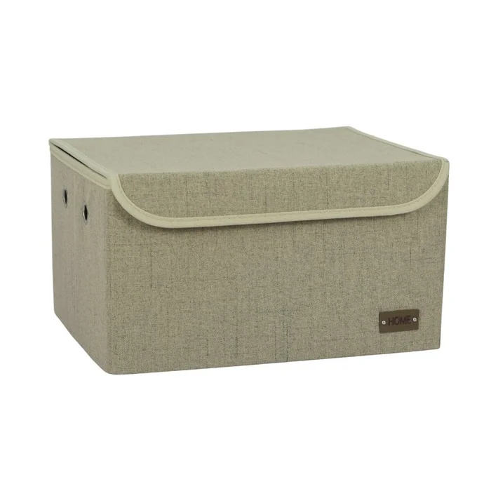 CAJA ORGANIZADOR REC C/TAPA 40X30XH22CM TELA BEIGE en Beige - Canastos, Uruguay | Decohogar