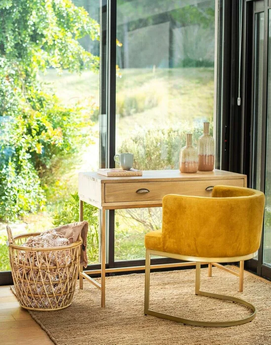 ESCRITORIO AMALIA - ALAMO Y HIERRO ORO VIEJO en Madera natural - Escritorios y sillas de escritorio, Uruguay | La Iberica