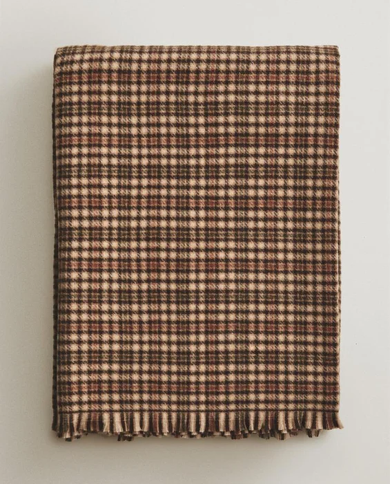 MANTA CUADROS FLECOS en Multicolor - Textiles, Uruguay | Zara Home