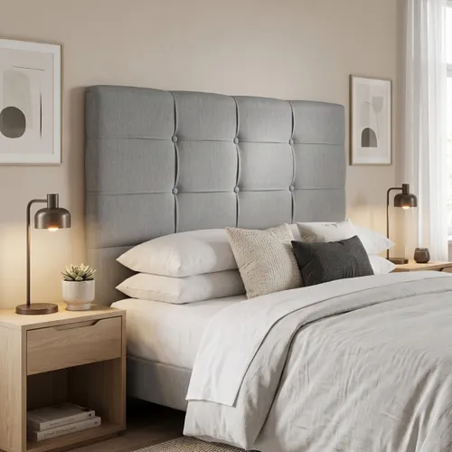 Respaldo London - 2 Plazas 1.40 - Gris en Gris - Respaldos de cama, Uruguay | Rústico Hogar