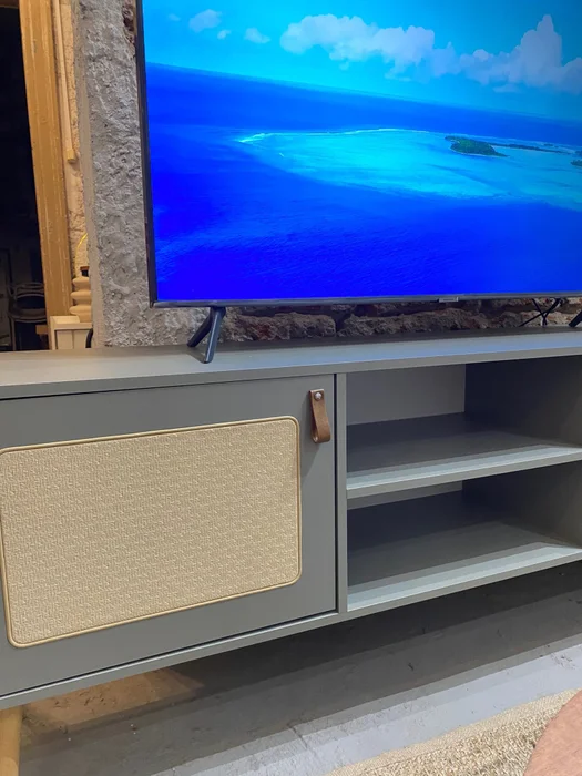 Rack TV Praga con Tela 160 cm - Negro en Verde - Muebles para TV, Uruguay | Berna Home, vista 4