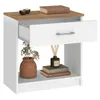 Mesa de Luz Italia - 1 Cajón y Nicho - MDP y ABS - 55cm Alto - Blanco / Miel en Multicolor - Respaldos de cama, Uruguay | Mulata, vista 5 de 6