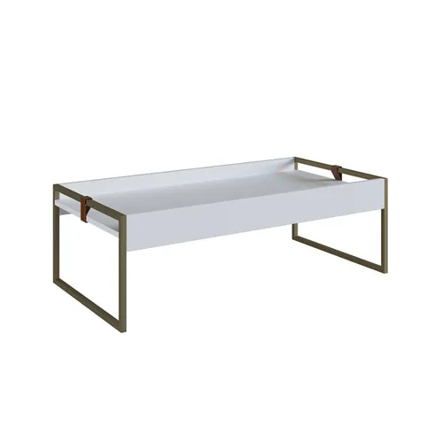 Mesa de Centro Columbia Rectangular Baja (Blanca/Hierro Dorado) - Mesas de living, Uruguay | Berna home