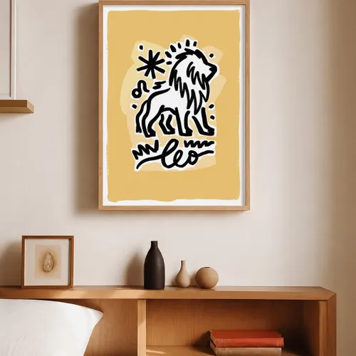 Leo - Cuadro Signo del Zodíaco en Amarillo - Láminas, Uruguay | Kiosko de Mar