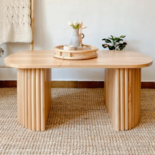 Mesa de centro varillada en Madera natural - Mesas de living, Uruguay | Decoramuss