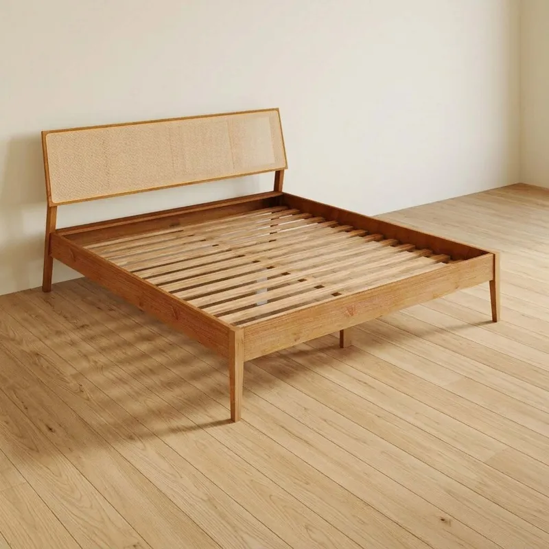 Cama 2 Plazas Madera Marron Praga en Amarillo - Dormitorio, Uruguay | Divino