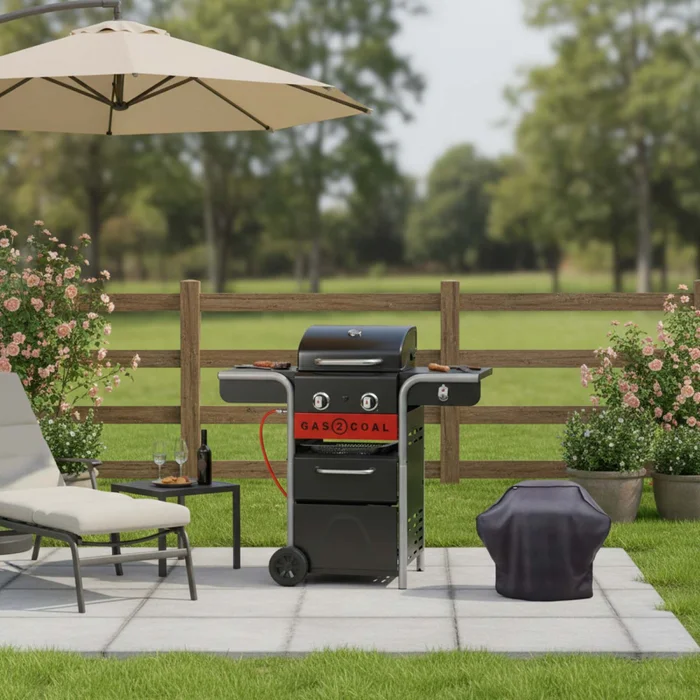 Barbacoa Hibrida Acero-inoxidable + Funda Regalo en Negro - Exterior, Uruguay | Divino