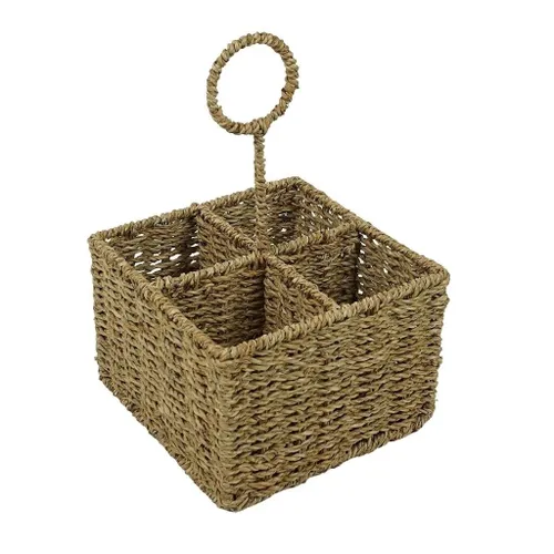 ORGANIZADOR 4 DIV. 20x20xH15CMS FIBRA NATURAL en Madera natural - Canastos, Uruguay | Decohogar