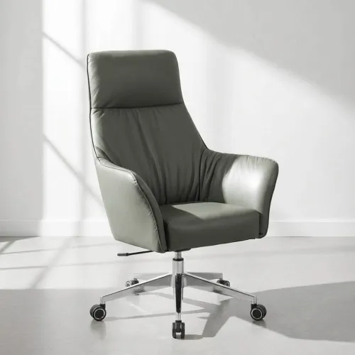 Silla De Oficina Gerencial Metal-y-cuero Gris Hierarchy en Gris - Escritorios y sillas de escritorio, Uruguay | Divino