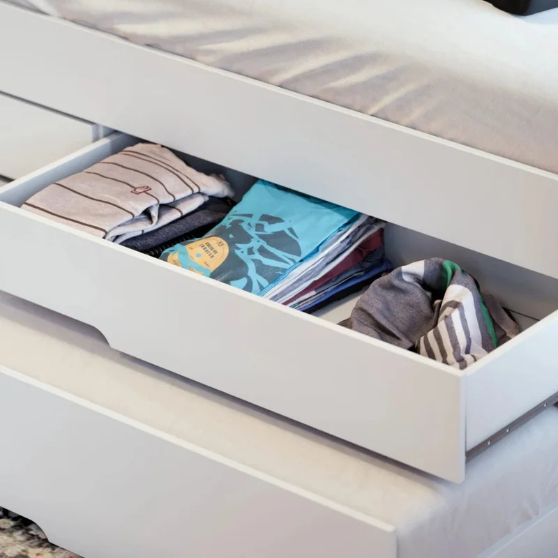 Cama Marinera 1 plaza con cajones - Línea Nordik - Blanco en Blanco - Dormitorio, Uruguay | Ecowood, vista 3