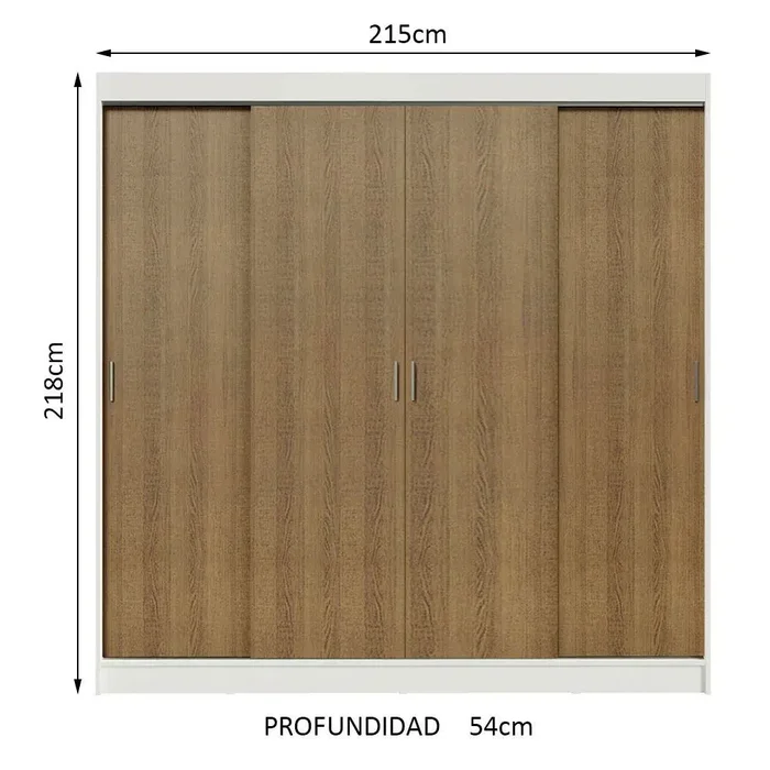 Ropero Placard Matrimonial Austin 4 Puertas Corredizas 215cm en Blanco - Roperos y placares, Uruguay | Balton, vista 11