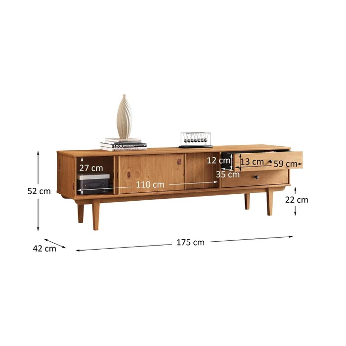 Rack TV 175CM Serena - Madera Maciza en Madera natural - Muebles para TV, Uruguay | Balton, vista 3