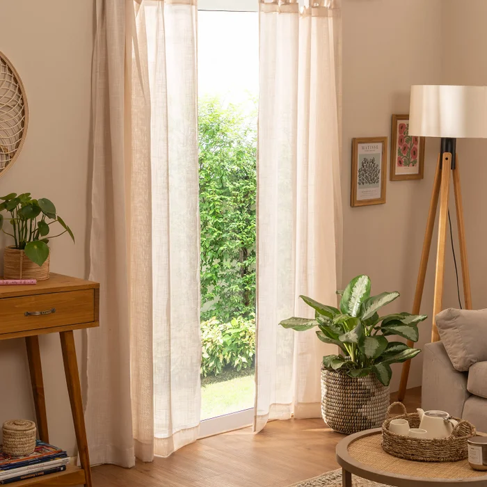 Cortina de Ambiente Voile Lisa en Beige - Textiles, Uruguay | Arredo