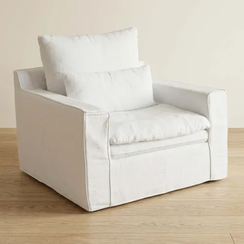 Sofá 1 Cuerpo Tela Blanco Positano en Blanco - Sillones y sofás, Uruguay | Divino
