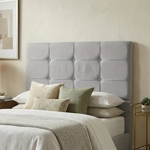 Respaldo Queen Madera y Tela - London 160 - Gris en Gris - Respaldos de cama, Uruguay | Rústico Hogar