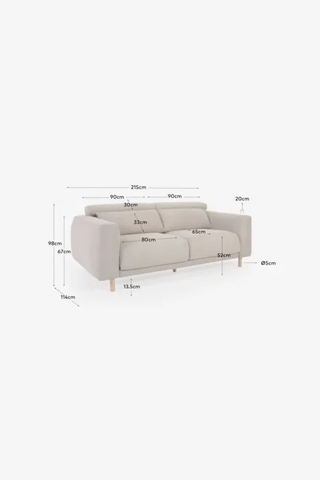 Sofá Singa 3 Plazas - Beige 215 Cm en Beige - Sillones y sofás, Uruguay | Kavehome, vista 9