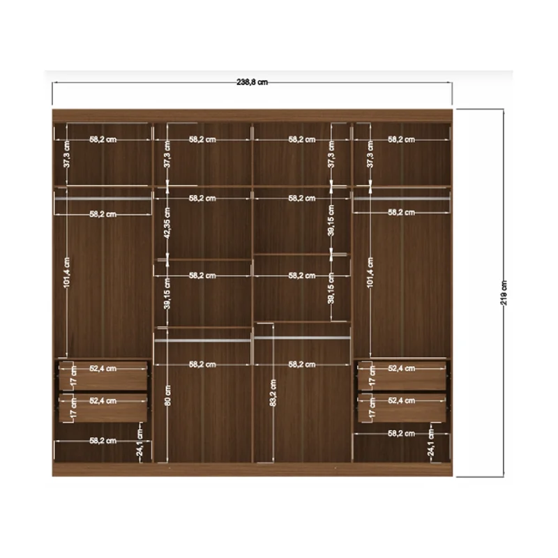 Ropero Placares Master Vip 8 Puertas 8 Estantes Con Espejo Jatoba en JATOBA - Roperos y placares, Uruguay | Soy Hogar, vista 3