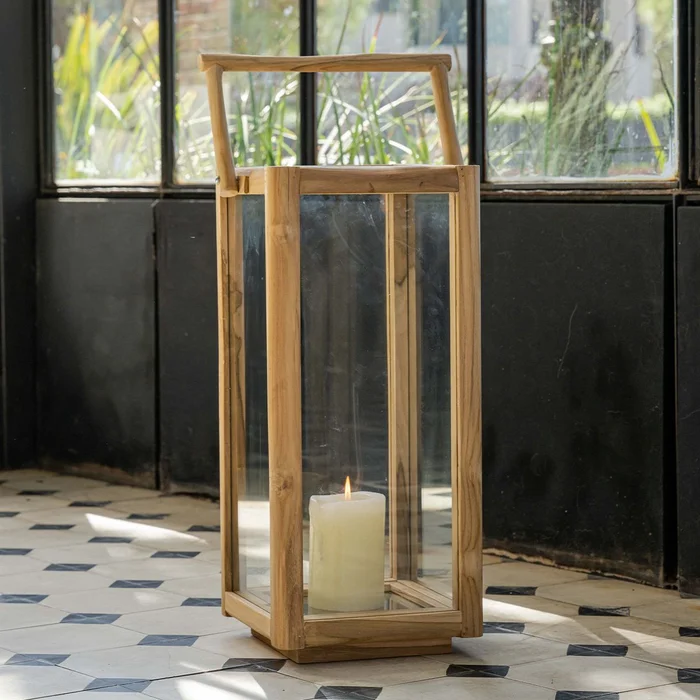 Fanal vidrio y madera G en Madera natural - Velas y Portavelas, Uruguay | De Arcos