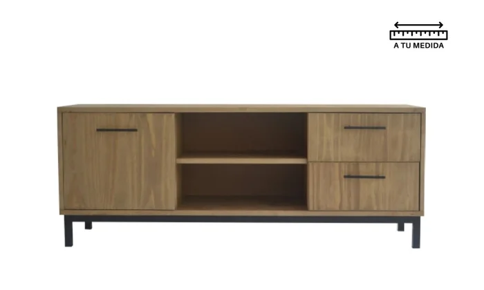 Rack IRON Moderno 1.40m en Madera natural - Muebles para TV, Uruguay | Finkel