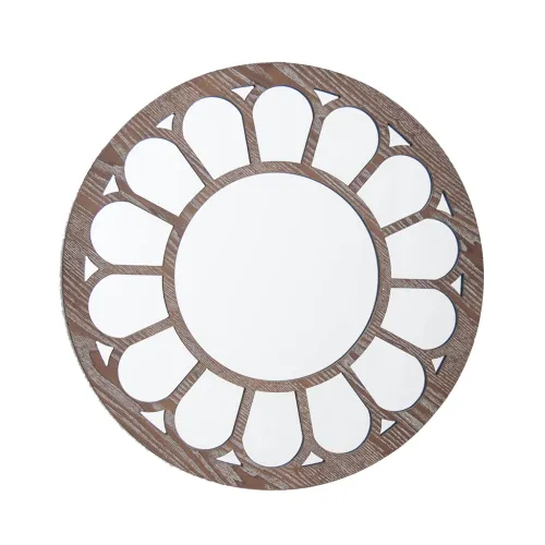 ESPEJO CIRC MARCO DISEÑO FLOR D50CM PATINA BLANCO en Blanco - Espejos, Uruguay | Koz