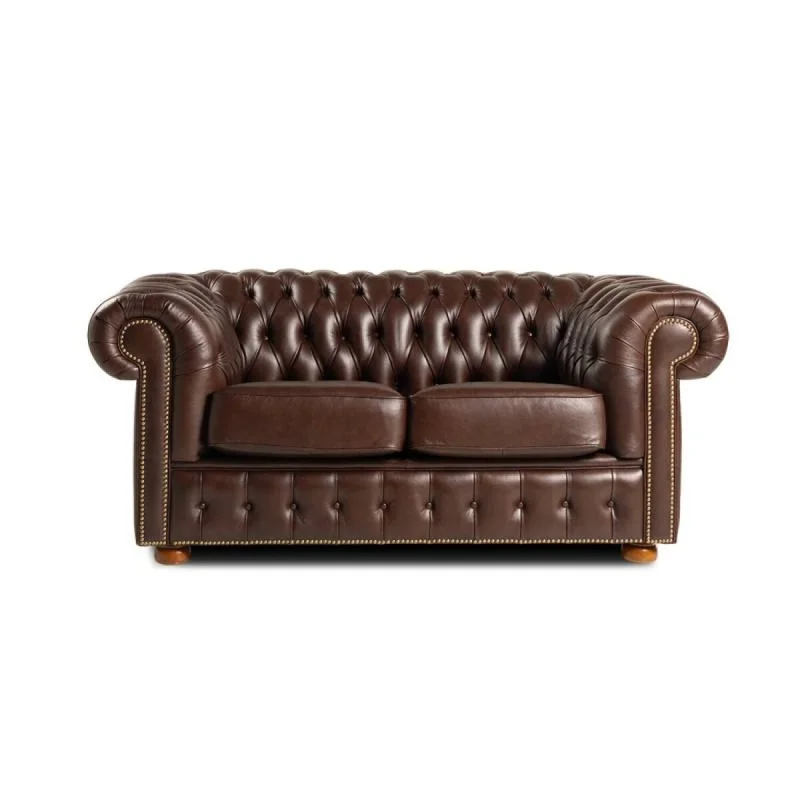 Sillón 100% Cuero - 2 Cuerpos - Chesterfield - Caramelo en Marrón - Sillones y sofás, Uruguay | Rústico Hogar, vista 5