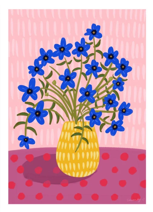 Blue floral en Multicolor - Láminas, Uruguay | Mara Estudio
