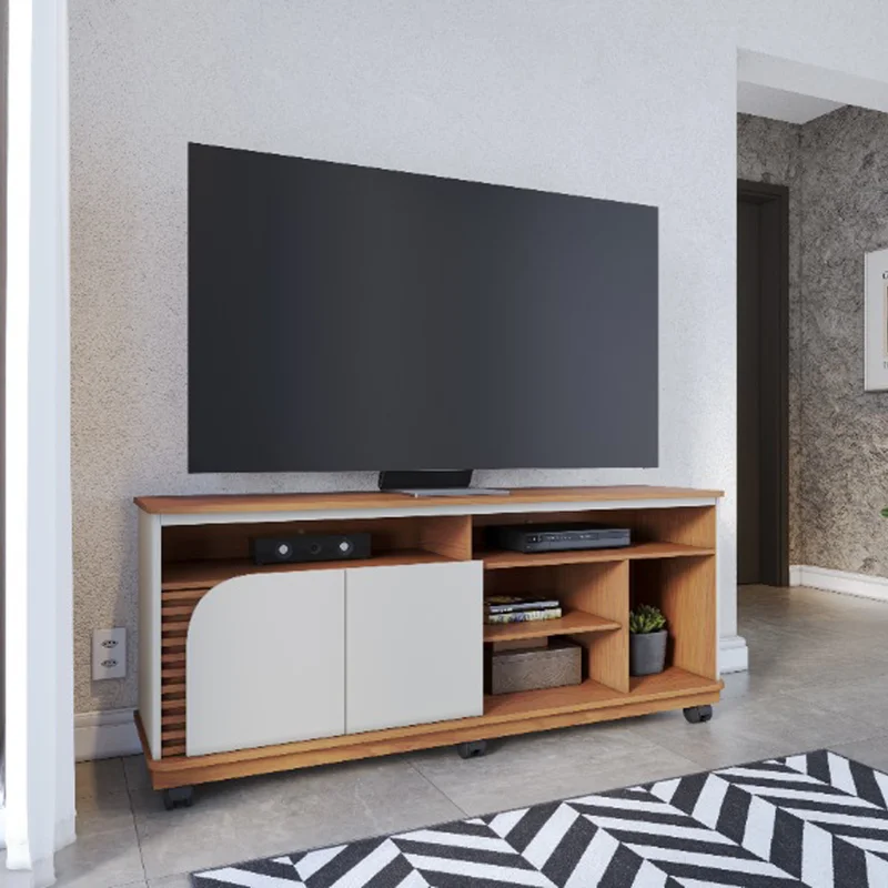 Rack Tv 2 Puertas Varios Estantes Y Ruedas Hasta 65 Pulgadas en FREIJO OFF WHITE - Muebles para TV, Uruguay | Soy Hogar, vista 4
