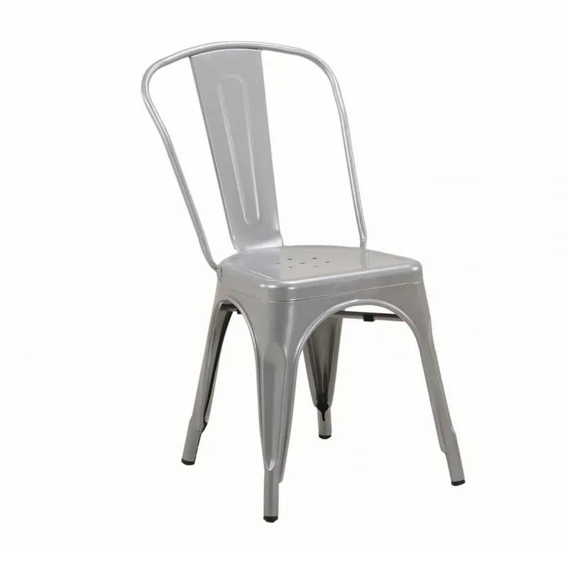 Silla Tolix Metalica Vintage Asiento Metal Moderna Comedor en Plateado - Sillas, Uruguay | Lais Muebles