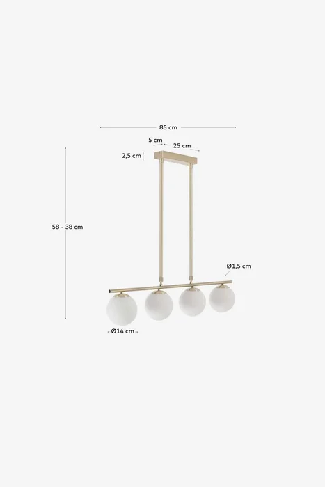 Lámpara de techo Mahala de acero - con 4 bolas de cristal glaseado en Dorado - Lámparas colgantes, Uruguay | Kavehome, vista 3