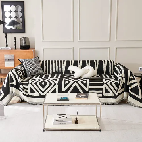 Manta sillón y cama triángulos 180x260cm - negro en Negro - Textiles, Uruguay | Buho Store