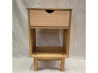 Mesa de luz 1C Mel/gris Linea Nordica en Madera Maciza en Madera natural - Mesas de luz, Uruguay | Que Sal Muebleria, vista 3