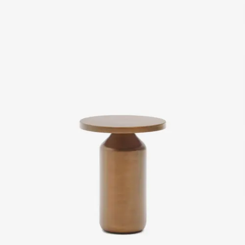 Mesa auxiliar redonda Malya de metal con acabado cobre Ø 40,5 cm en Amarillo - Mesas de arrimo, Uruguay | Kavehome