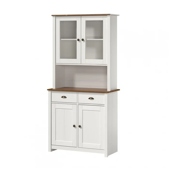 Cristalero 4 puertas 2 cajones - Linea Colonial - Blanco/Freijo en Marrón - Aparadores y recibidores, Uruguay | Rústico Hogar, vista 2