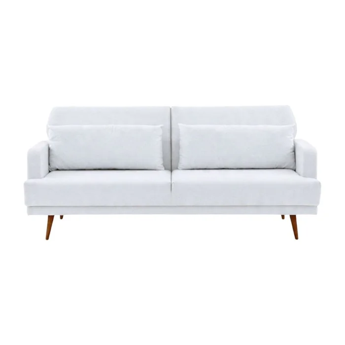 SOFA CAMA NORDICO TELA CLARA - ALMOHADONES BEIGE -PRODUCTO CON DETALLES - OUTLET en Blanco - Sillones y sofás, Uruguay | Champagne Home