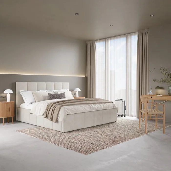 Estructura cama VEMMELEV 2 Plazas 140x190 beige en Beige - Dormitorio, Uruguay | JYSK
