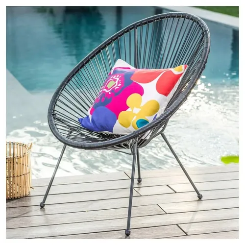 SILLA HONGUITO DE JARDIN COZUMEL DE RATTAN NEGRO en Negro - Muebles para el exterior, Uruguay | Alfa Ventas