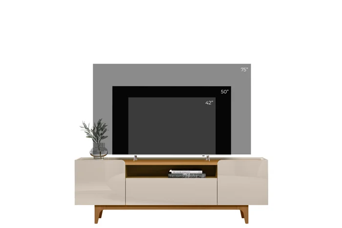 Rack para tv Orlando 180cm Patas en madera maciza en Beige - Muebles para TV, Uruguay | Balton, vista 5