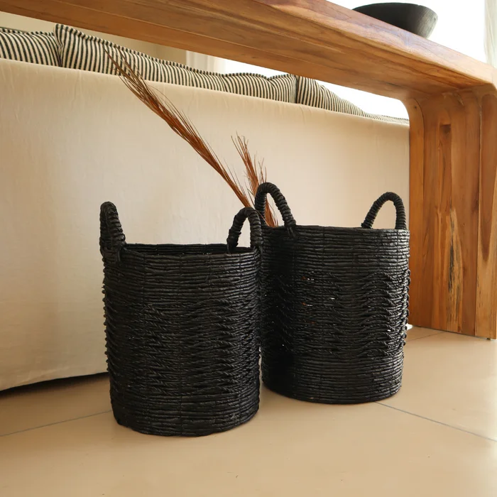 Canasto de Fibra de Banana Nigble S | Casakos en Negro - Butacas, banquetas y puffs, Uruguay | Casakos, vista 3