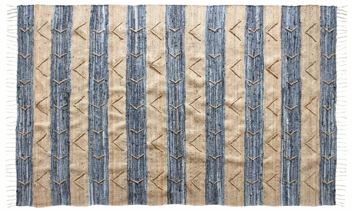 ALFOMBRA TRIBAL YUTE AZUL/NAT en Multicolor - Alfombras, Uruguay | Más Infinito Casa