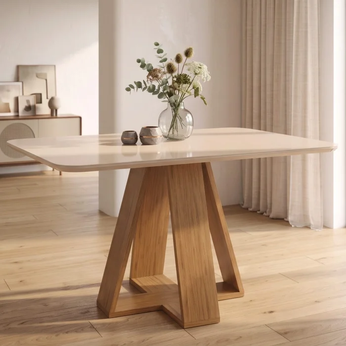 Mesa de Comedor 120 - Linea Celeste Milan - Beige en Beige - Mesas de comedor, Uruguay | Rústico Hogar