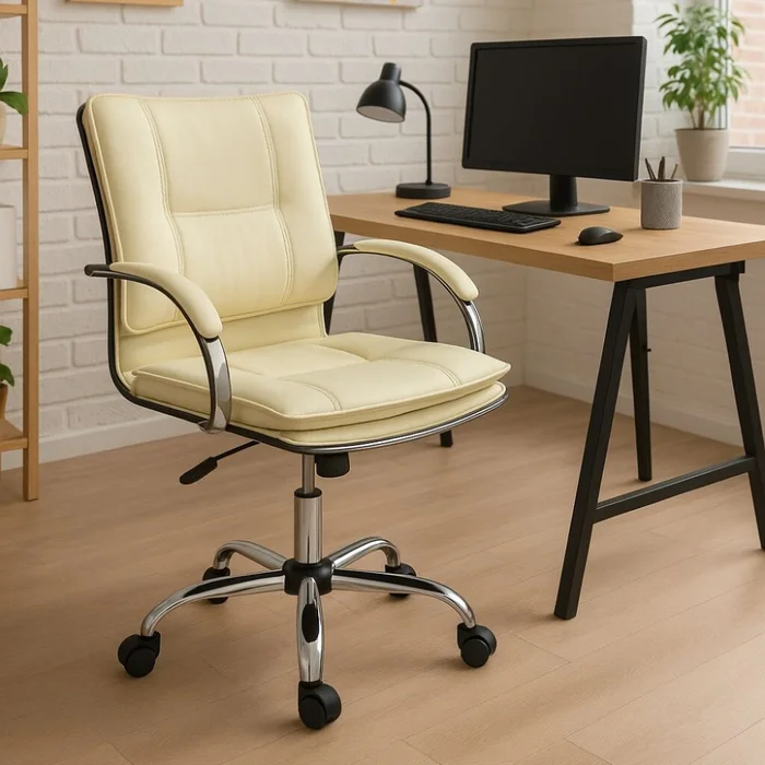 Silla de oficina Donna - Beige en Beige - Sillas de escritorio, Uruguay | La Cueva Muebles