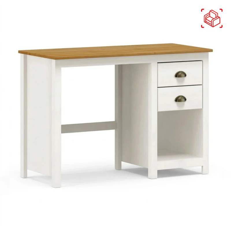 Escritorio 2 Cajones Madera Blanco Topazio en Blanco - Escritorios y sillas de escritorio, Uruguay | Divino, vista 3