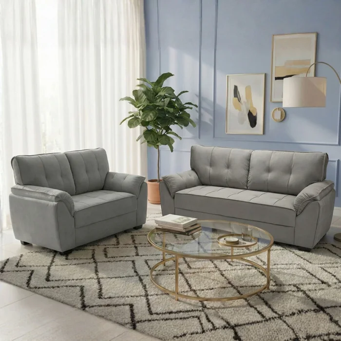 Juego De Living Sillones Sofá 2 Y 3 Cuerpos - Montana - Gris en Gris - Sillones y sofás, Uruguay | Rústico Hogar