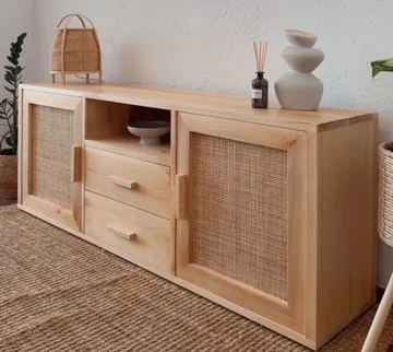 Rack TV con esterilla natural en Madera natural - Muebles, Uruguay | Decoramuss, vista 4