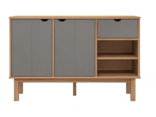 Aparador 2P/1C y nicho Mel/Gris Linea Nordica en Madera Maciza en Madera natural - Aparadores y recibidores, Uruguay | Quesal, vista 6