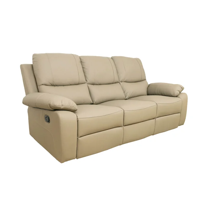 Recliner Manual 3 Cuerpos Cuero-y-simil-cuero Marron Lina Taupe en Beige - Sillones y sofás, Uruguay | Divino, vista 3