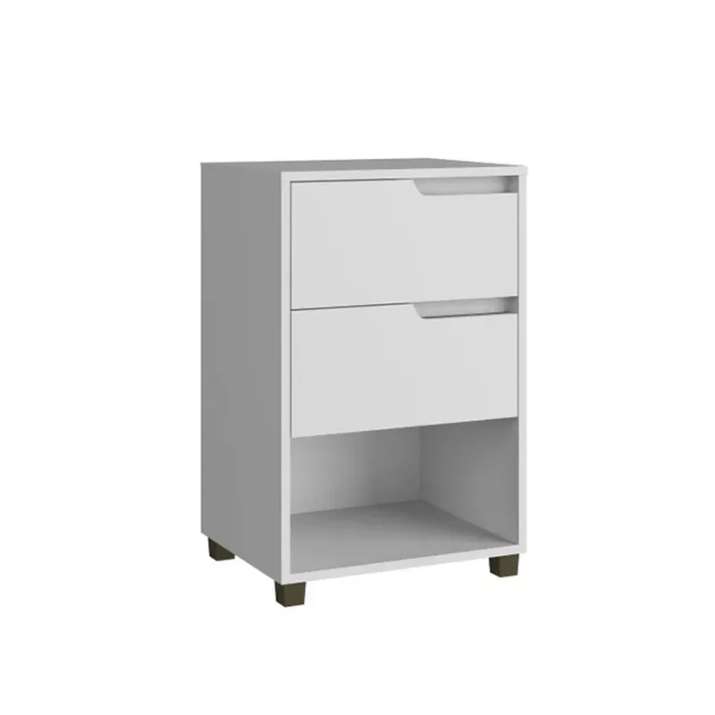 Mesa De Luz 2 Cajones 1 Espacio Dormitorio 100% Mdf en Blanco - Mesas de luz, Uruguay | Soy Hogar