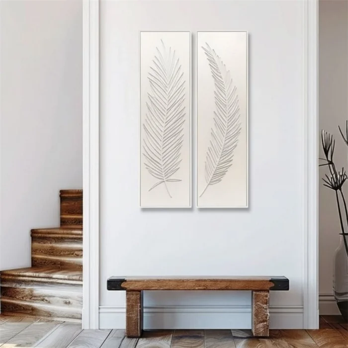 CUADRO 90x30cm MARCO HOJA BLANCO Y NEGRO 2 en Blanco - Decoración de pared, Uruguay | Decohogar, vista 2