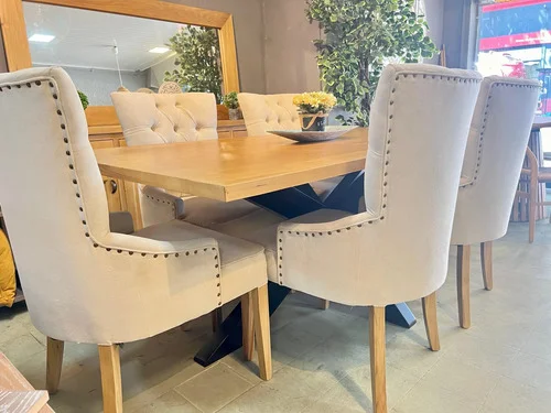 Juego Comedor Madera Ozark Home Griego 6 Sillas Capitoneadas A Eleccion en Madera natural - Mesas de comedor, Uruguay | Ozark Home, vista 3