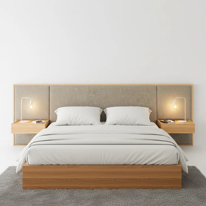 Respaldo Queen con mesa de luz Gael - Moderna - Hanover en Marrón - Respaldos de cama, Uruguay | Rústico Hogar